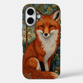 Elegantes Retro-boho rotes Foxenwaldtier iPhone 16 Hülle