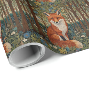Elegantes Retro-boho rotes Foxenwaldtier Geschenkpapier