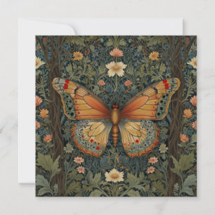 Elegantes Retro-Boho Schmetterling botanisches Grü Einladung