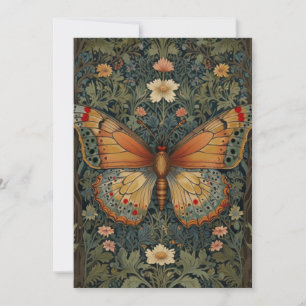 Elegantes Retro-Boho Schmetterling botanisches Grü Einladung