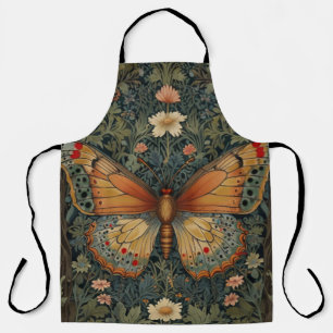 Elegantes Retro-Boho Schmetterling botanisches Grü Schürze