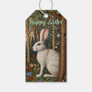 Elegantes Retro-Boho-Weißkaninchen-Wald-Ostern Geschenkanhänger