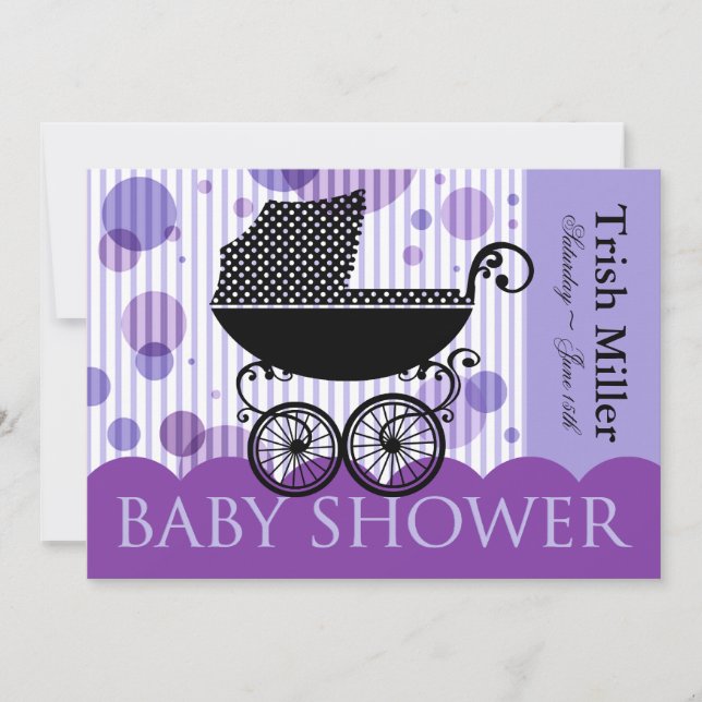 Elegantes Retro Carriage Baby Shower Party Einladung (Vorderseite)