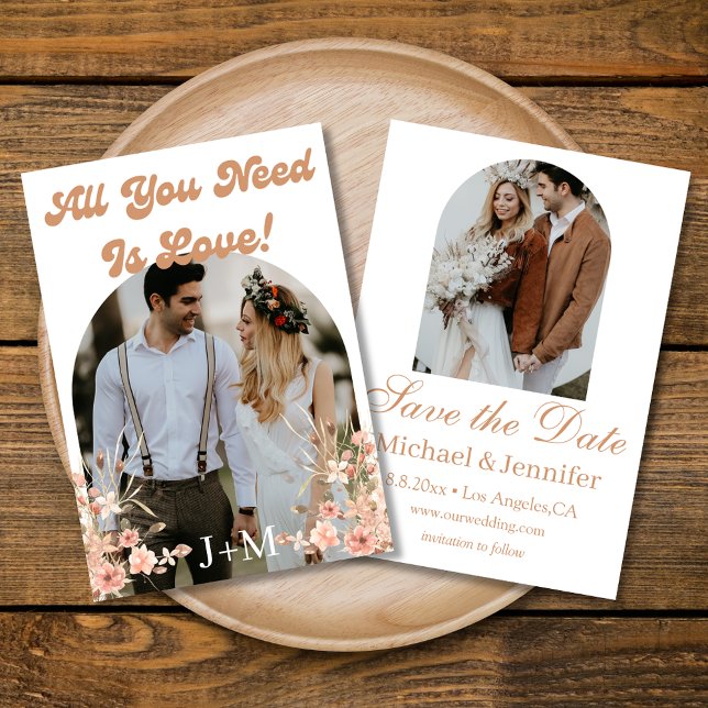 elegantes Retro-Chic-Skript 2 Bogen-Fotos boho Save The Date (Von Creator hochgeladen)
