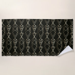 Elegantes Retro-Design in Schwarz und Gold Strandtuch