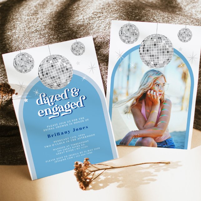 Elegantes Retro Disco Groove Brautparty Foto Einladung (Von Creator hochgeladen)