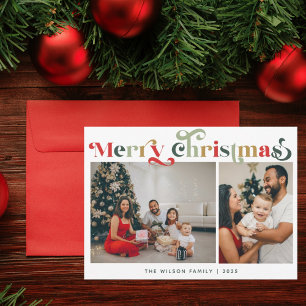 Elegantes Retro Farbenfroh 2 Foto Feiertagskarte