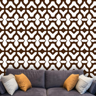 Elegantes Retro geometrisches braunes und weißes M Tapete