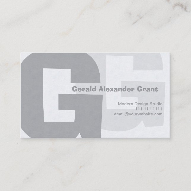 Elegantes Retro großes blaues Grau G Visitenkarte (Vorderseite)