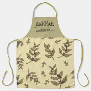Elegantes Retro-Monogramm Beige Hintergrund Pflanz Schürze