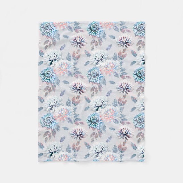 Elegantes Retro-Muster mit Blumen. Fleecedecke (Vorderseite)