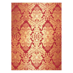 Elegantes Retro rotes Golddamast-Luxusmuster Tischdecke