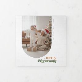 Elegantes Retro-Weihnachtsdesign Familienbogen Fot Dreifach Gefaltete Karte