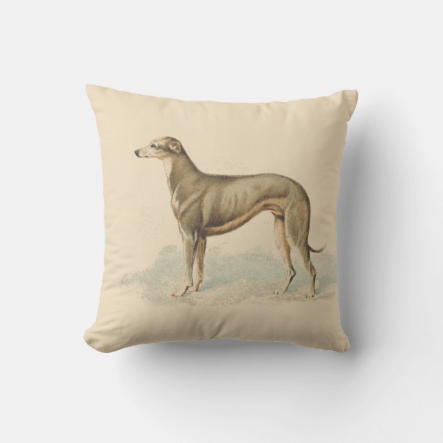 Elegantes Retro-Whippet Rosa Kissen (Vorderseite)