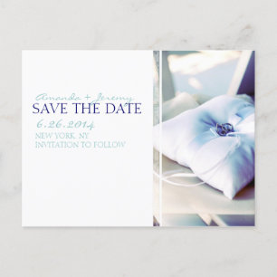 Elegantes Ringkissen Save the Date Ankündigungspostkarte