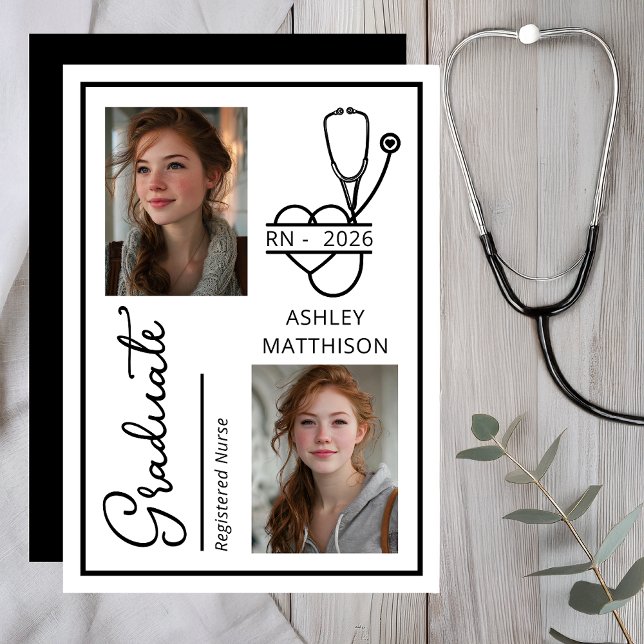 Elegantes RN 2026 Pflegediplom-Foto Ankündigung (Elegant RN 2026 Nursing Graduation Photo Announcement -- Print | Digital Download)
