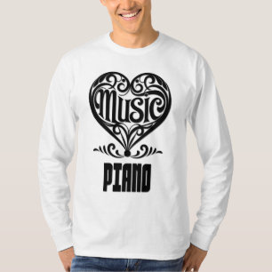 Elegantes Rodelherz für Piano Liebhaber T-Shirt
