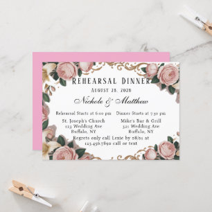 Elegantes Rokoko Peonies Probe Dinner Einladung