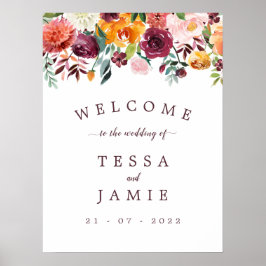 Elegantes Romantic Fall Floral Wedding Poster