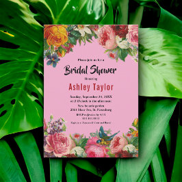 Elegantes Romantisches Blush Summer Floral Brautpa Einladung