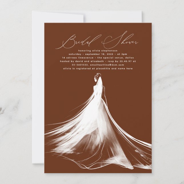 Elegantes Romantisches Brautparty Einladung (Vorderseite)