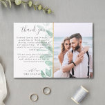 Elegantes romantisches Eukalyptus-Foto Hochzeit Dankeskarte<br><div class="desc">Dieses romantische und delikate Foto Dankeschön-Karte ist perfekt für jede Hochzeit. Die Vorderseite dieser Karte ist mit einer eleganten Aquarellbild-Eukalyptus-Illustration anpassbar,  mit dem Lieblingsbild des Hochzeitstages und Ihrer Danksagung,  während die Rückseite der Karte mit Ihrem Hochzeitstag und Ihren Namen personalisierbar ist.</div>