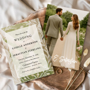 Elegantes Romantisches Foto Script Moderne Hochzei Einladung