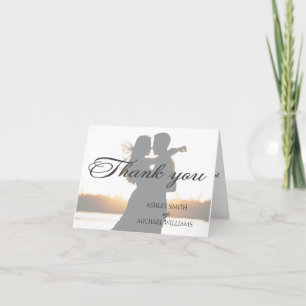 Elegantes romantisches kalligrafisches Foto Hochze Dankeskarte