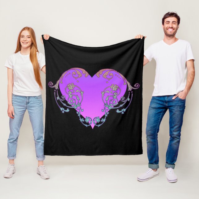 Elegantes, romantisches Lila Herz mit Blüh Fleecedecke (Beispiel)