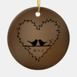 Elegantes romantisches Lovebird Couple Custom Chri Keramik Ornament