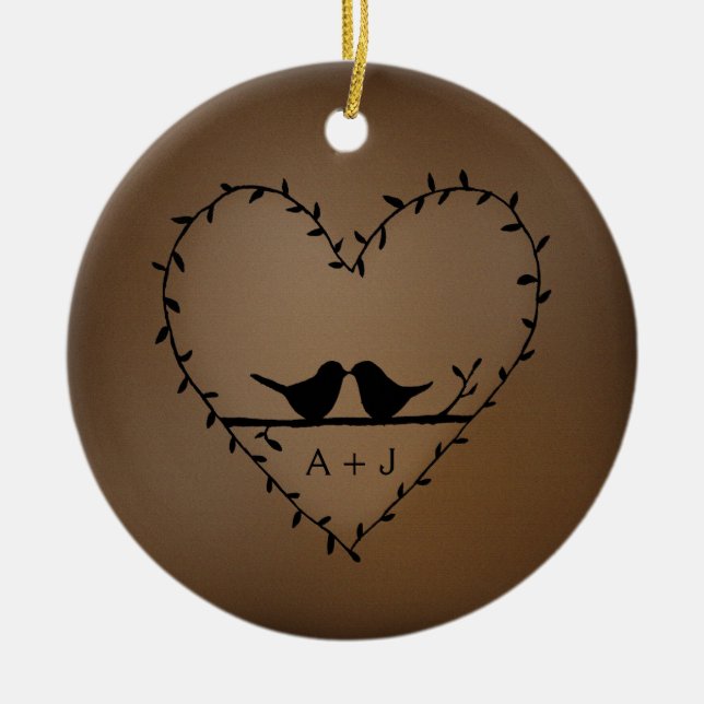 Elegantes romantisches Lovebird Couple Custom Chri Keramik Ornament (Vorne)