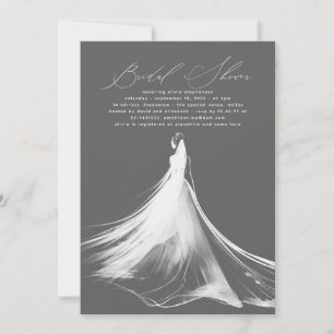 Elegantes Romantisches Minimalistisch-Grau-Brautpa Einladung
