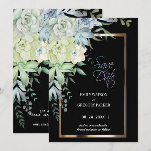 Elegantes Romantisches Sukkulents Floral Gold Save The Date
