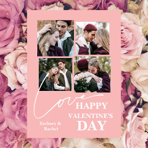Elegantes romantisches Valentinstag-Paar 4 Foto Feiertagskarte