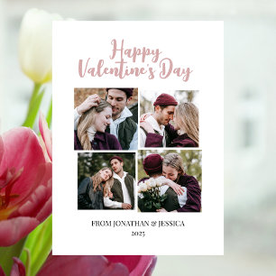 Elegantes romantisches Valentinstag-Paar 4 Foto Feiertagskarte