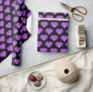 Elegantes, romantisches violettes Herz mit Schnörk Geschenkpapier