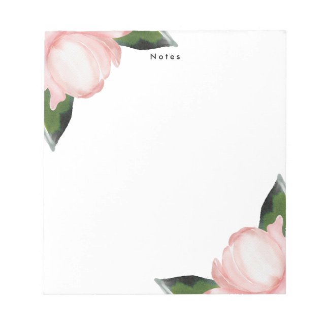 Elegantes Romantisches Wasserfarben Blume Notepad Notizblock (Vorderseite)
