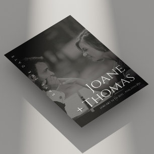 Elegantes römisches Schriftart Foto Hochzeit Save Save The Date