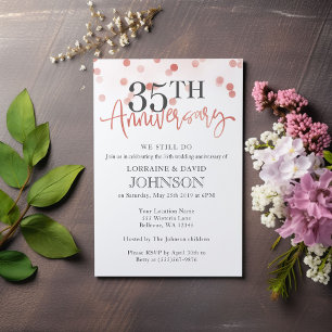 Elegantes Rosa 35. Hochzeitstag Einladung