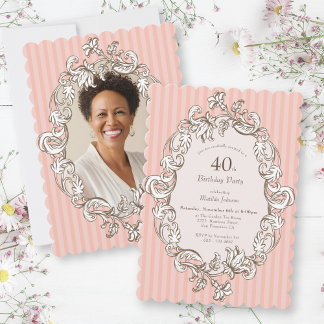 Elegantes Rosa 40. Geburtstagsfest Party Einladung