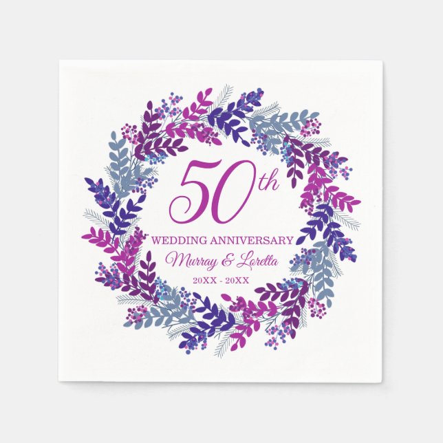 Elegantes rosa 50-jähriges Party Napkins Serviette (Vorderseite)
