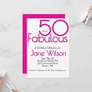 Elegantes Rosa 50 und Fantastischer Geburtstag Einladung