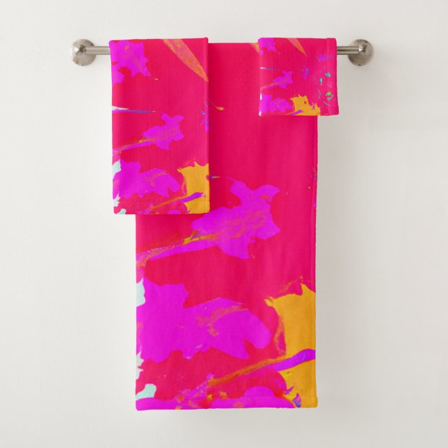 Elegantes rosa Abstraktes Muster Badhandtuch Set (Insitu)