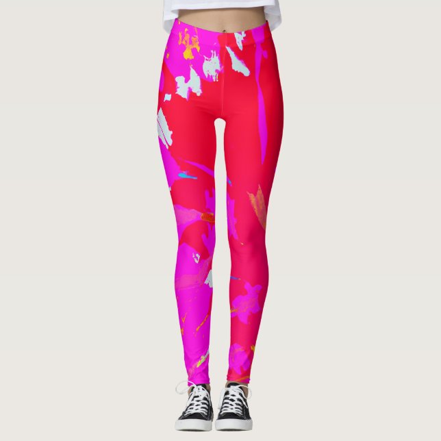 Elegantes rosa Abstraktes Muster Leggings (Vorderseite)