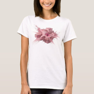 Elegantes rosa abstraktes Würfelmuster T-Shirt