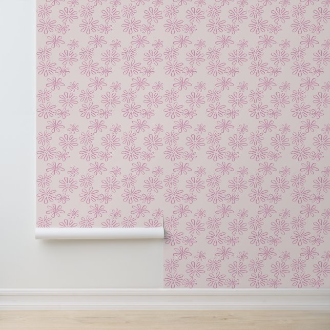 Elegantes Rosa am blütigen Blumendoodle Tapete (Anwendung)