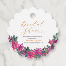 Elegantes, rosa Aquarell Blumenbräunchen Geschenkanhänger