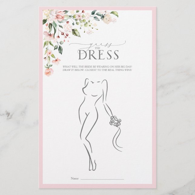 Elegantes Rosa Aquarell Brautparty Spiel (Vorderseite)