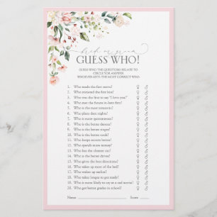 Elegantes Rosa Aquarell Brautparty Spiel