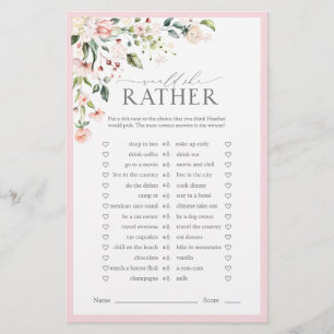 Elegantes Rosa Aquarell Brautparty Spiel